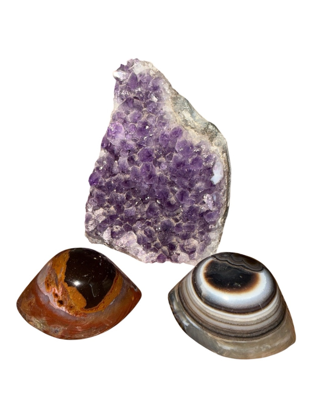 Crystal Bundle Amethyst Cluster & Two Shiva Eye Agates
